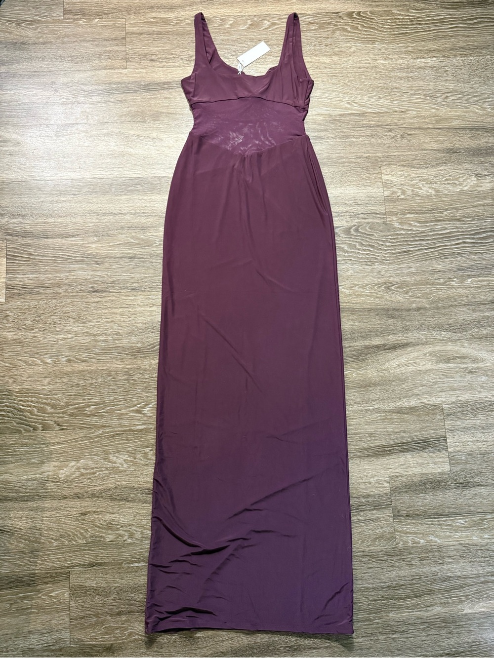 Naked Wardrobe Hourglass Mesh Contrast Dress Dark Plum - Picture 7 of 7